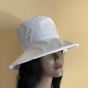 Women&#39;s White Rain Hat, Reversible Rain Hat, White Patent Hat, White Hat, Gift, Winter Fall Spring, Lightweight, Handmade Hat, Gift, Hat