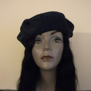 Black Fleece Beret, Black Beret, Blue Beret, Handmade Hat, Large to Extra Large Beret, Winter Hat, Hat