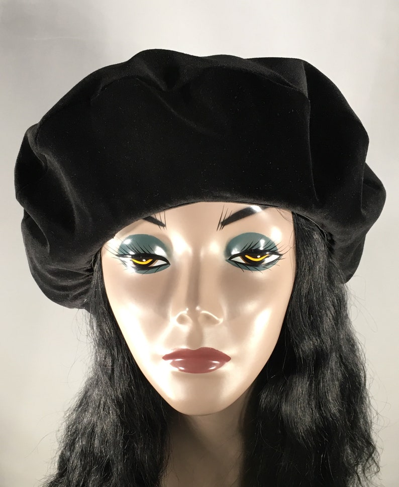 Women's Black Velvet Beret Luxurious Oversized Velvet Etsy