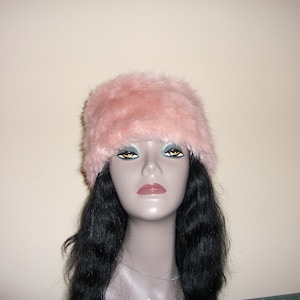 Faux Fur Dusty Rose Pink Russian Hat, Fur Hat, Handmade Hat, Large Faux Fur Hat, High Pile Pink Fur Hat, Winter Hat, Hat