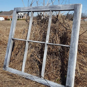 ANTIQUE WINDOW PANE FRAME RUSTIC 6 PANE DRIFTWOOD STYLE ONE OF A KIND 32X27 