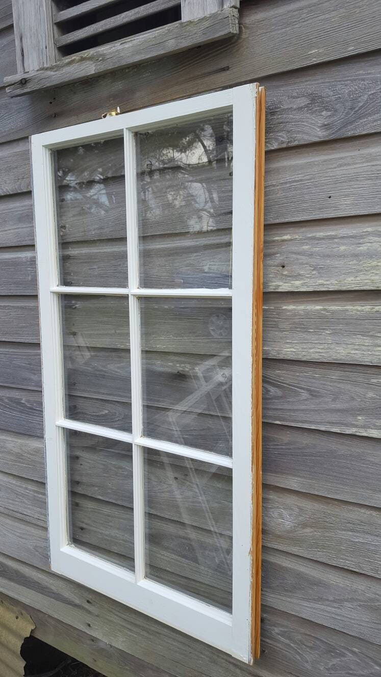 VINTAGE SASH ANTIQUE WOOD WINDOW PICTURE FRAME PINTEREST 36x28 RUSTIC DISTRESSED 