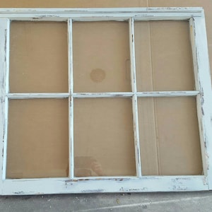 Vintage antique farm window sash frame 6 pane 36x27 unique painted shabby distressed rustic cottage wedding *No Glass*