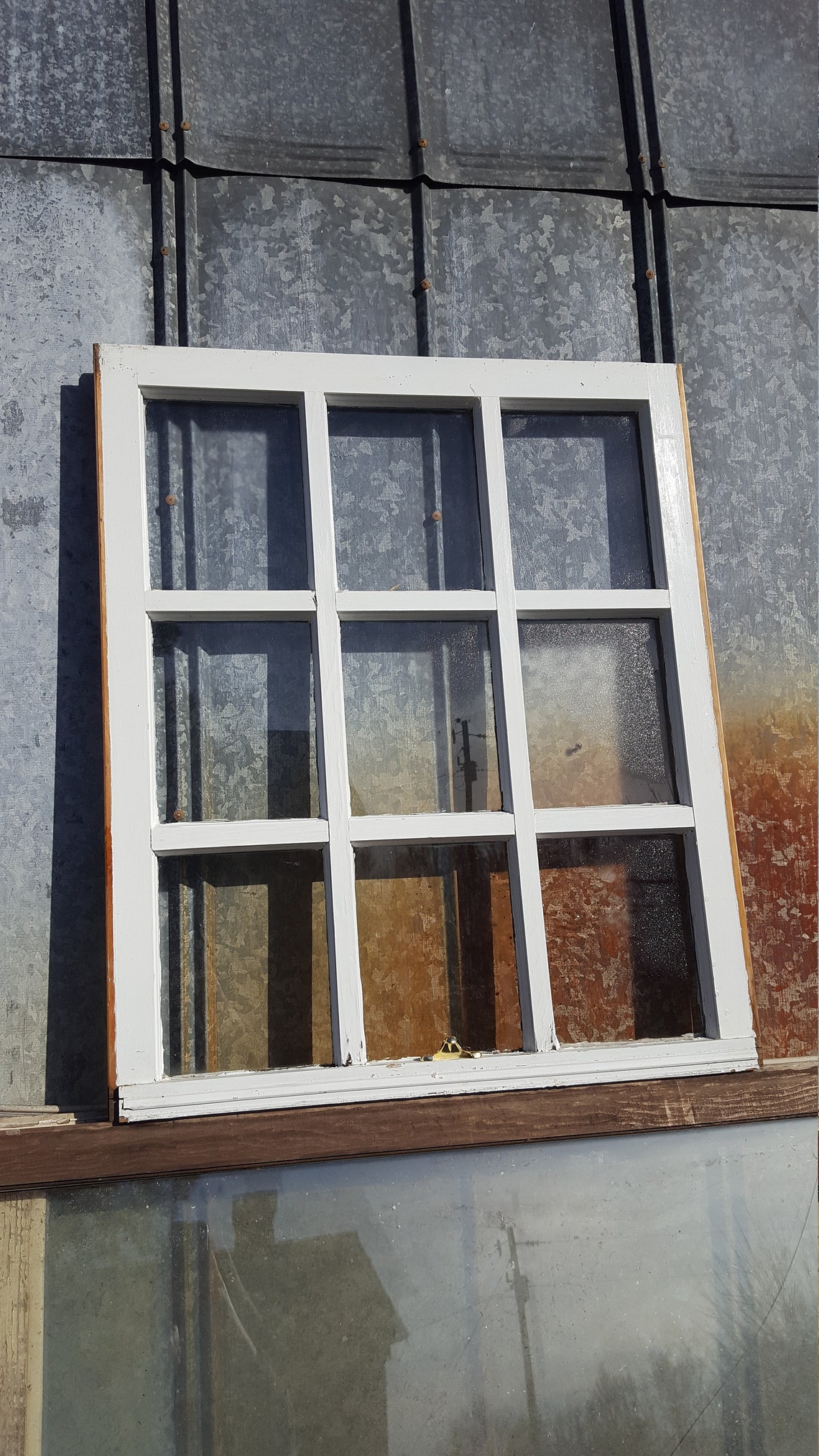 Vintage authentic reclaimed antique window pane 9 pane 33x28 Etsy