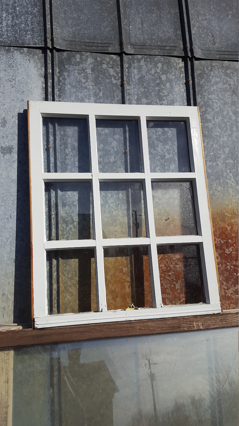 Vintage authentic reclaimed antique window pane 9 pane 33x28 Etsy