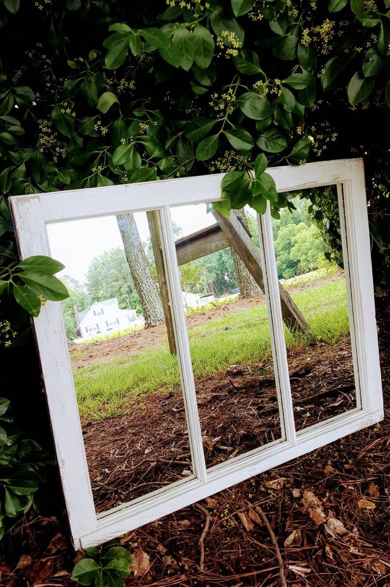 Three Pane 3 Pane Mirror Antique Salvage Wood Window Frame Etsy