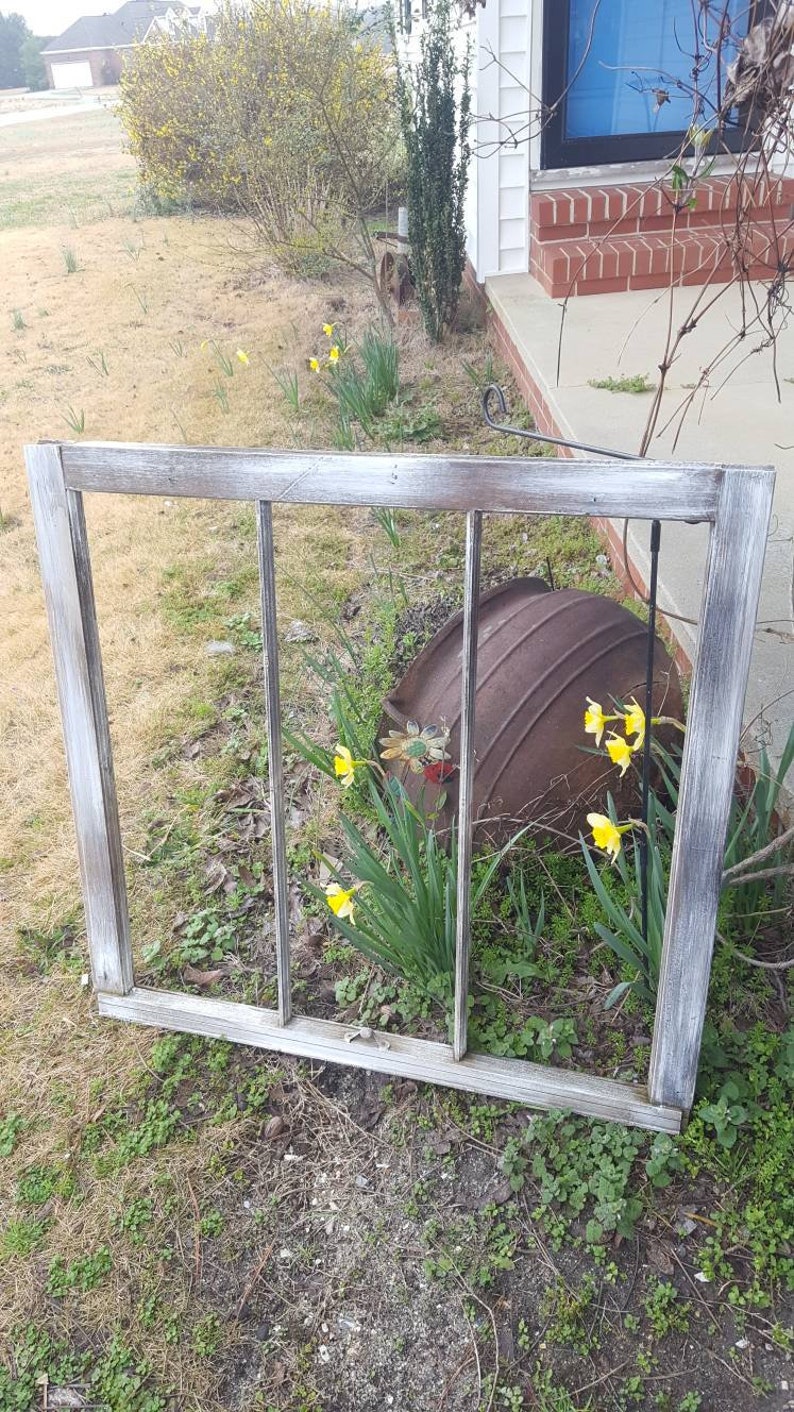 Vintage antique farm window sash frame 3 pane three pane Etsy