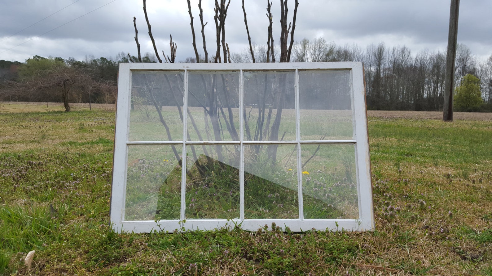8 Pane Vintage Antique Wood Window Frame Sash 40x27 Etsy