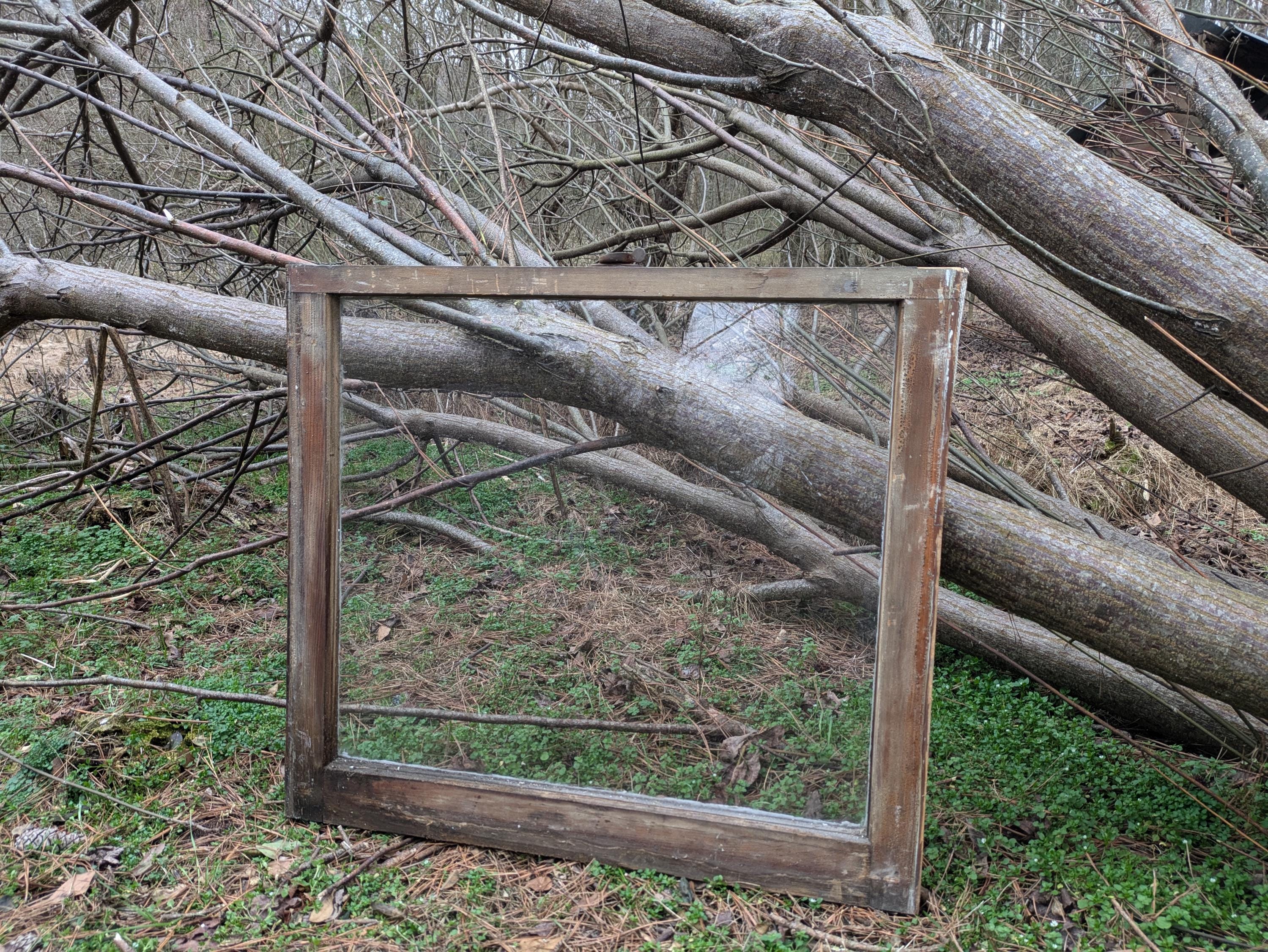 32x28 Large Single Pane Wavy Glass, One Panel Beautiful Antique Wooden ...