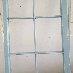 Vintage antique farm window sash frame salvaged reclaimed winter gray / blue 6 pane 36x19, distressed
