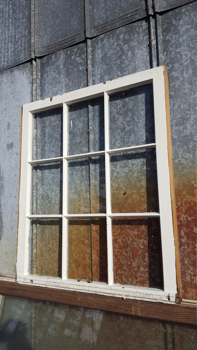 Vintage authentic reclaimed antique window pane 9 pane 36x33 Etsy