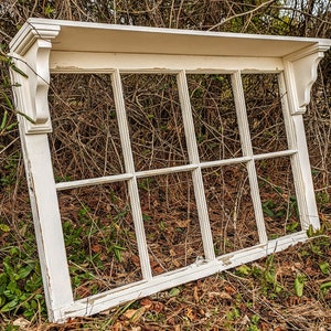36x27 8 Pane old antique vintage window sash farm house chippy rustic book shelf picture shelf, 36" wide 27" tall, distressed country decor