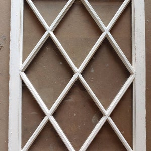 Amazing 33x24 Vintage antique sash diamond pane window, beautiful, architectural Salvage decor rustic original artifact with clear glass