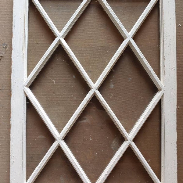 Amazing 33x24 Vintage antique sash diamond pane window, beautiful, architectural Salvage decor rustic original artifact *glass removed*