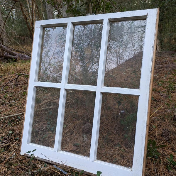 Vintage antique farm window sash wood authentic window wall decor farm decor, design or installation, 32 tall, 28 wide colonial style