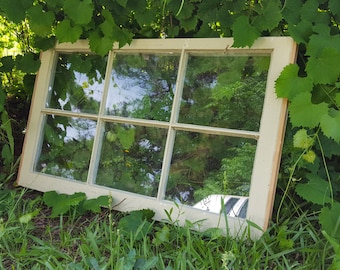 Vintage antique farm window sash frame 6 pane 32X19