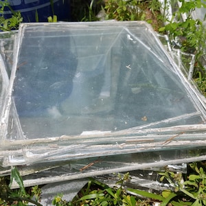 Antique vintage old glass panes from window