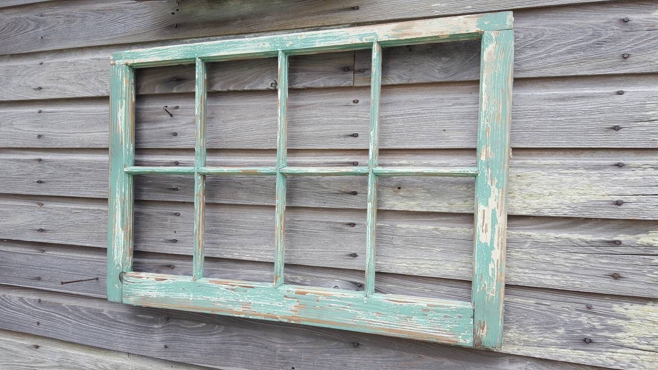 8 Pane Vintage Antique Wood Window Frame Sash VERY chippy and Etsy