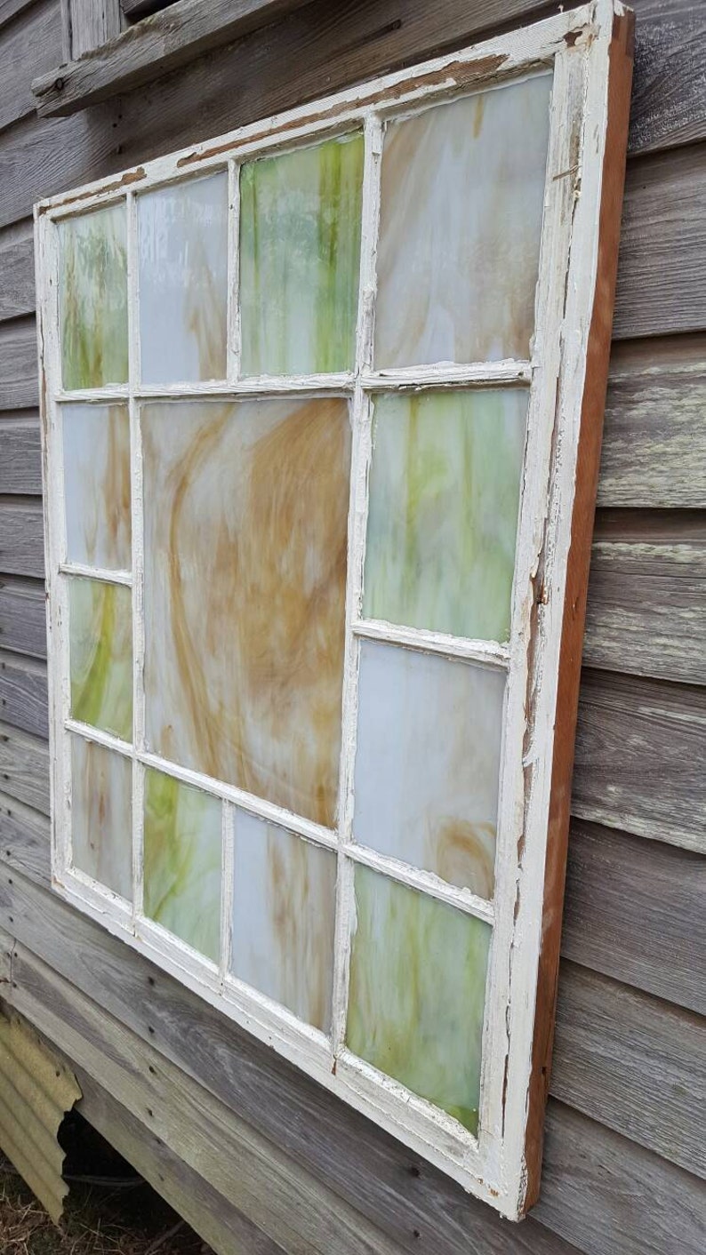 39x34 Antique Old Beautiful Stained Glass Panes Church Window Etsy