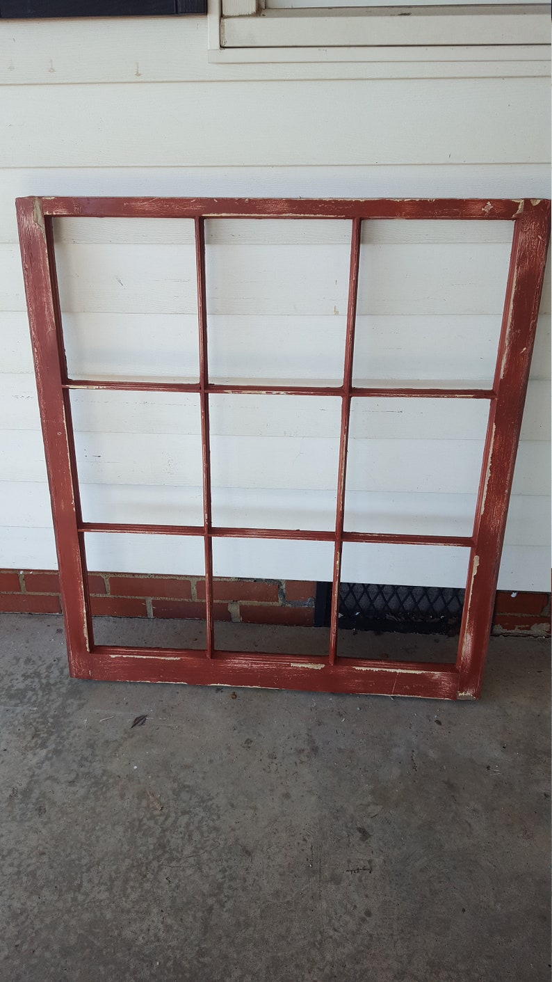 Vintage authentic reclaimed antique window pane 9 pane 40x32 Etsy