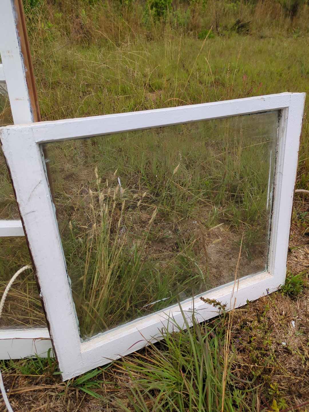 Farm Window Vintage Antique Farm Window Sash Frame 1 Pane Single Pane VERY WAVY ...