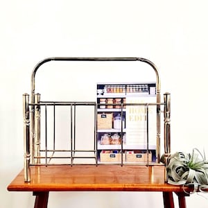 Vintage Brass Magazine Rack