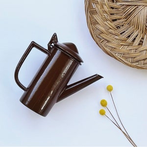 Vintage Brown Enamel Coffee Pot | German Enamelware Percolator