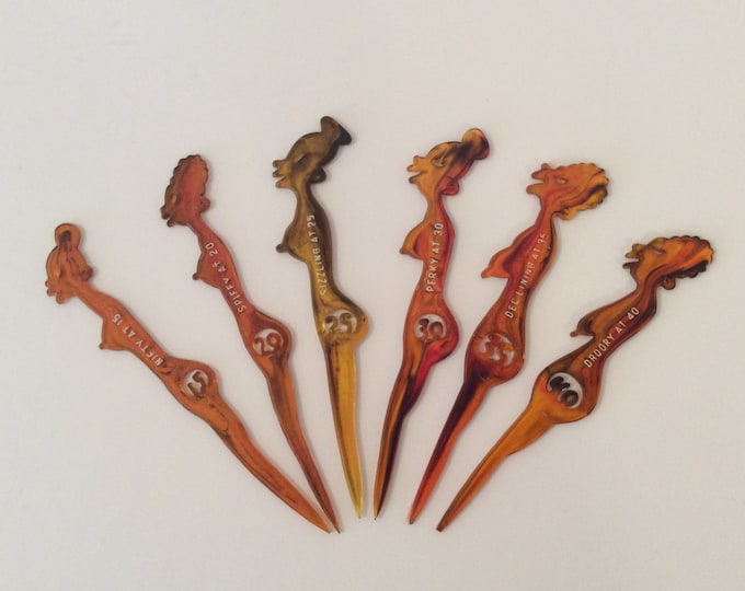 Vintage 1950s Zulu Lulustyle Celluloid Cocktail Swizzle Sticks
