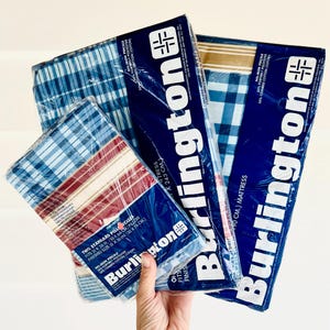 Vintage Twin Sheet Set | Burlington Domestics Scarborough Pattern No-Iron Percale Polyester Combed Cotton Complete Sheet Set | New Old Stock