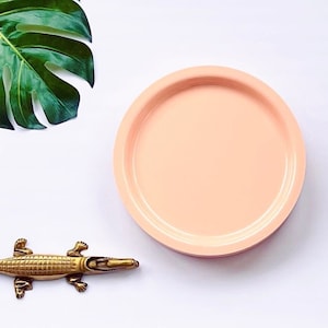 Vintage Kasen Peachy-Pink Melamine Dinner Plates | Set of 6