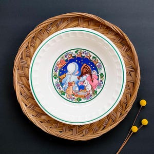 Vintage 1989 Watkins Country Kids Collection Ceramic Deep Dish Pie Plate | Holiday Turkey and Stuffing Pie Recipe | Ceramic Baking Dish