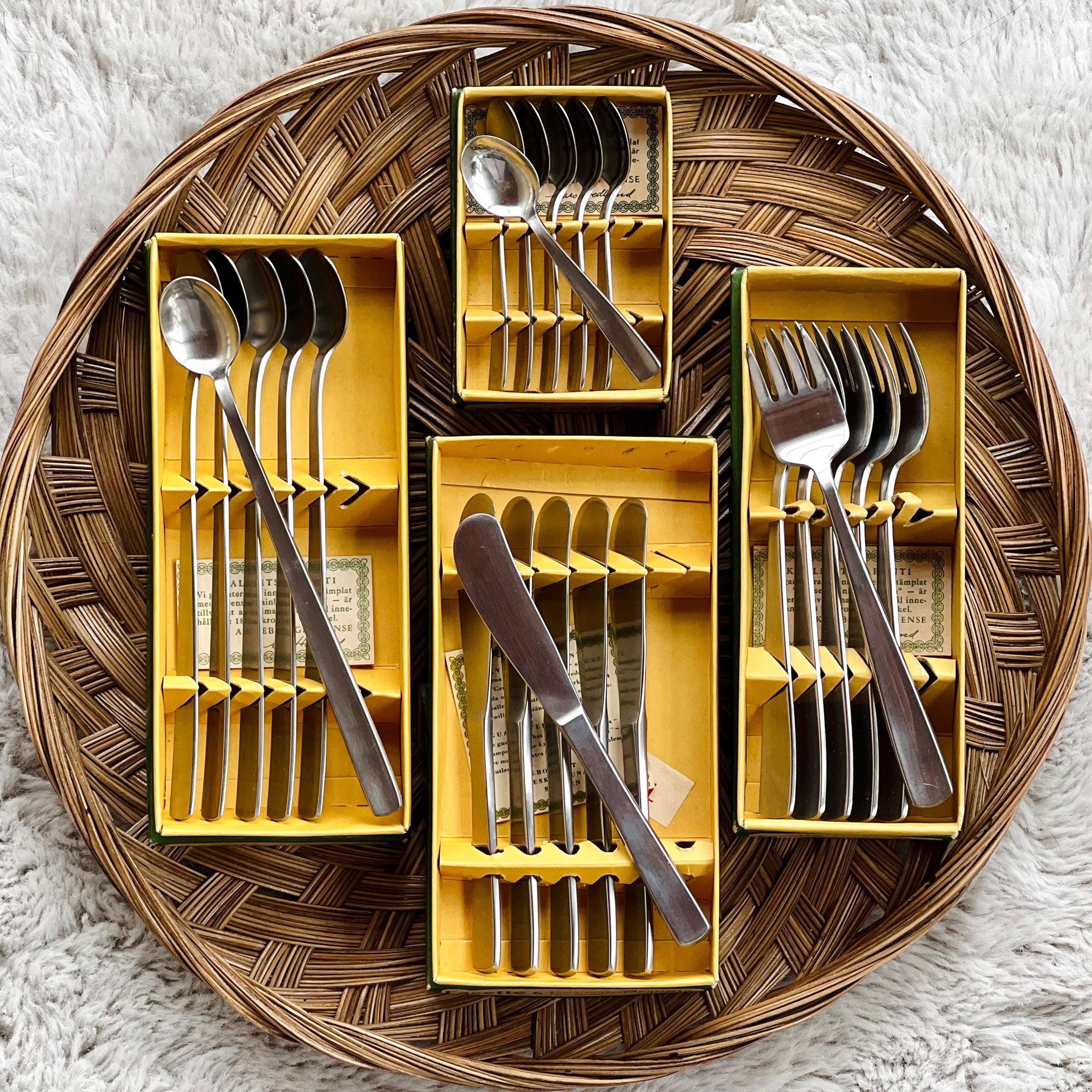 Gense 18p Swedish cutlery カトラリー セット One Vintage Gense Facette Flatware Set | Boxed Swedish Stainless