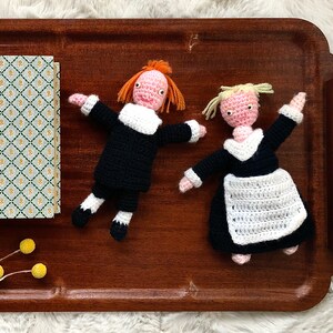 Vintage Crocheted Dolls | Handmade Pilgrims | Set of 2