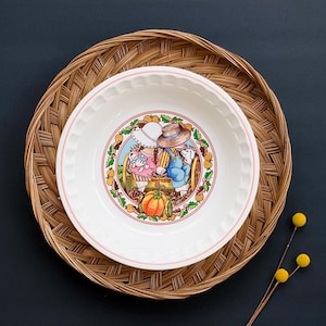 Vintage 1989 Watkins Country Kids Collection Ceramic Deep Dish Pie Plate | Autumn Gold Pumpkin Pie Recipe | Ceramic Baking Dish
