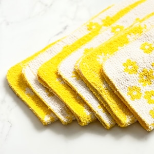 Vintage Yellow Washcloths | St. Mary’s Cotton Face Cloths | Set of 2