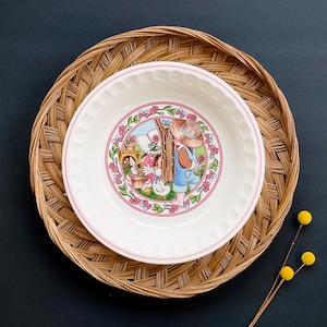 Vintage Ceramic Deep Dish Pie Plate | Watkins Country Kids Collection | Spring Brunch Ham and Cheese Pie Recipe | Cottagecore Kitchen Decor