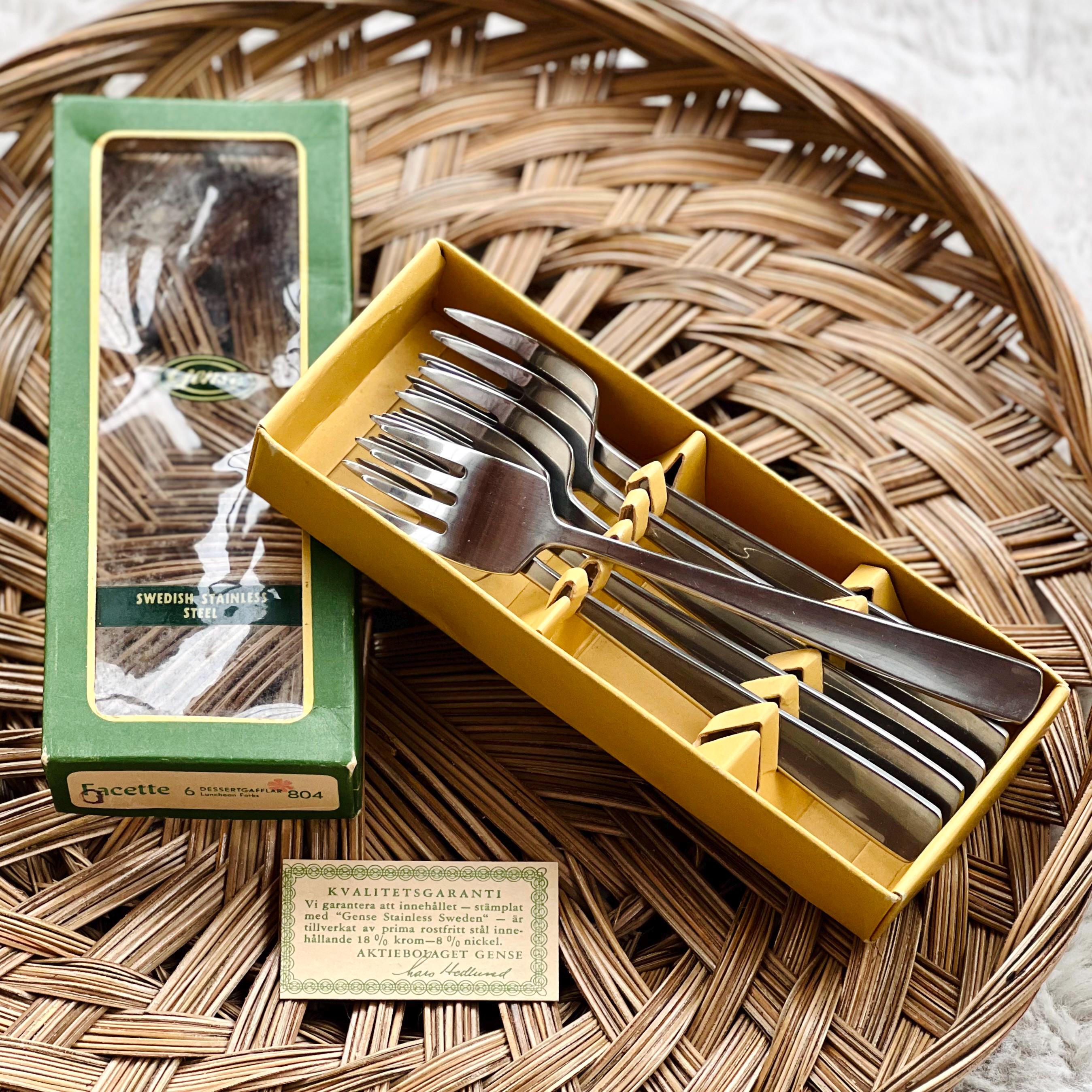 One Vintage Gense Facette Flatware Set | Boxed Swedish Stainless