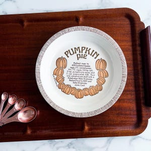 Vintage 1980s Royal China Ironstone Recipe Pie Plate  | Pumpkin Pie Recipe | Ceramic Baking Dish