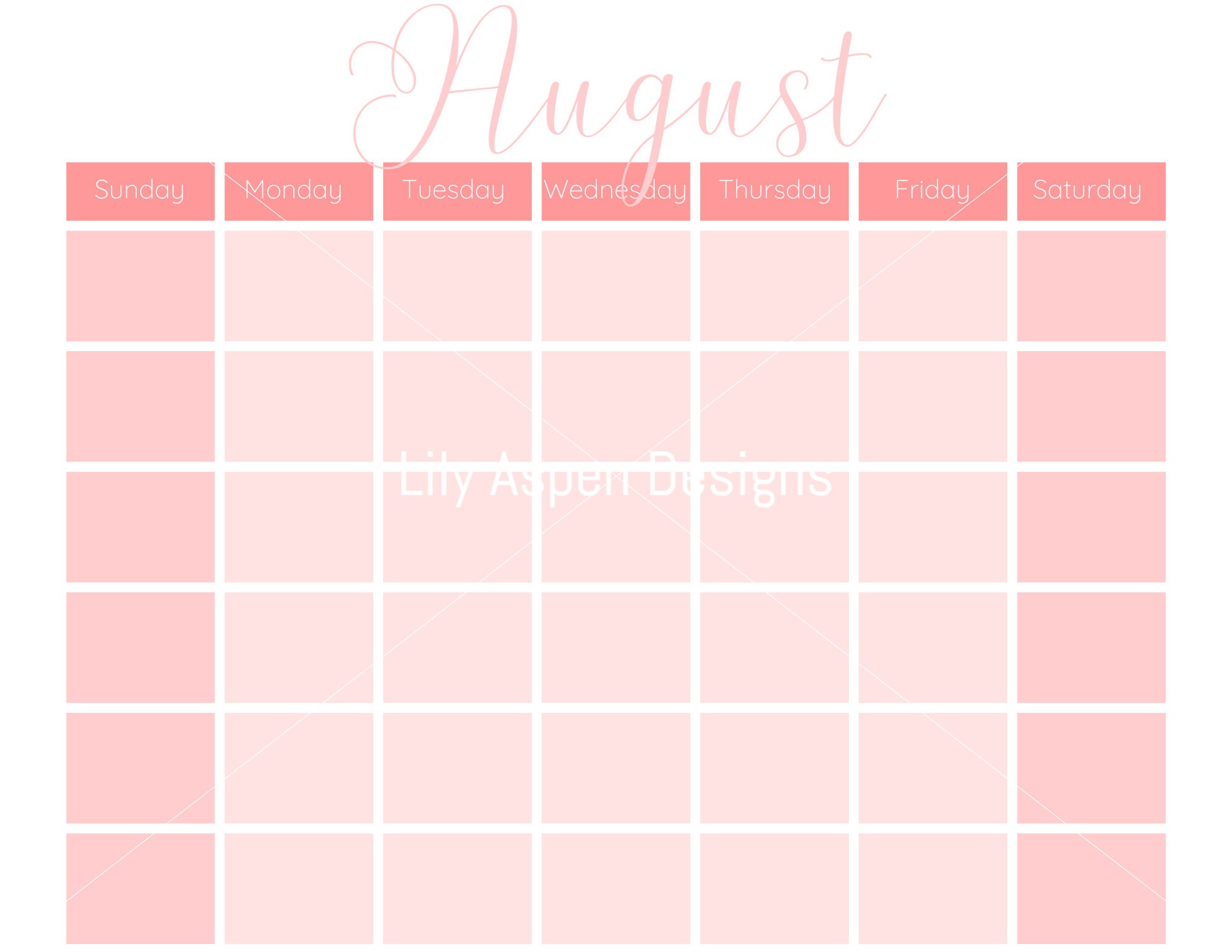 Monthly Calendar Pink Calendar Perpetual Monthly Calendar Etsy
