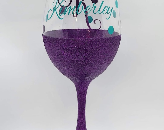 Personalized Glitter Wine Glass Wedding Party Gift Bridesmaid