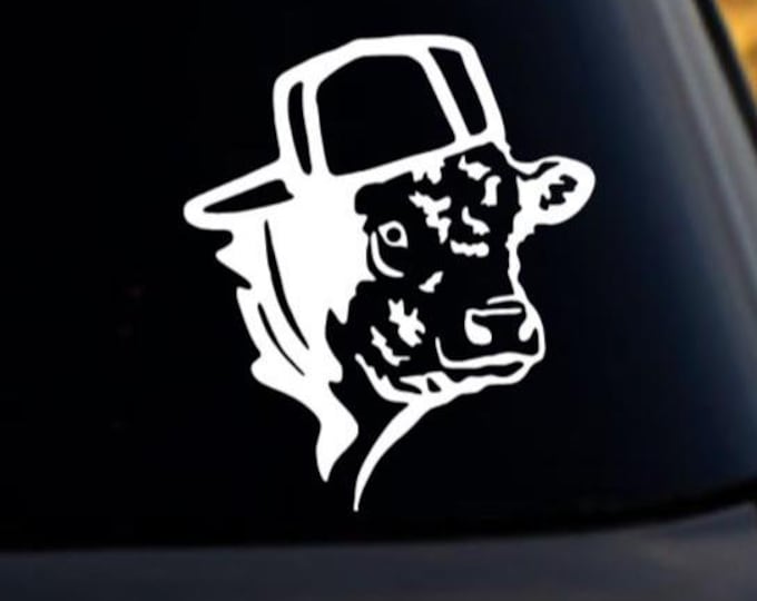 Cow with Backwards Hats Car Truck Decal