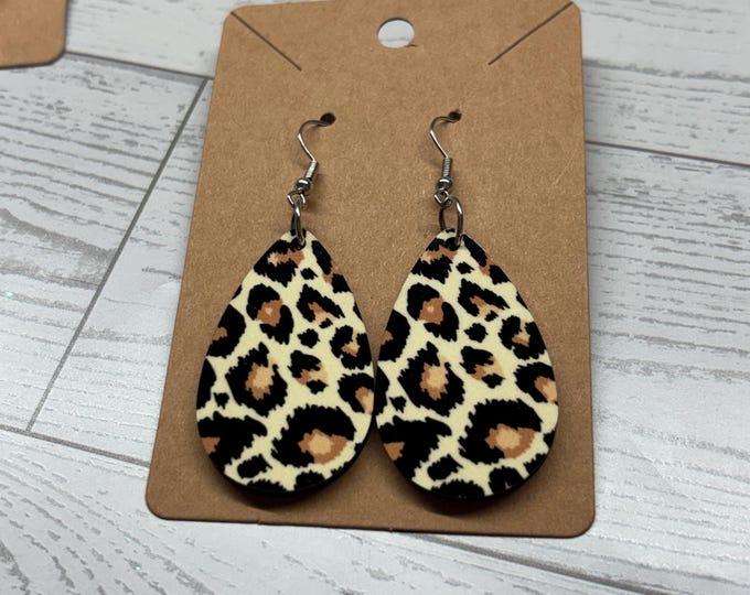 Cheetah Print Tear Drop Earrings