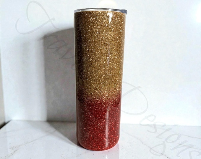 Red Gold Glitter 20oz Tumbler Personalized