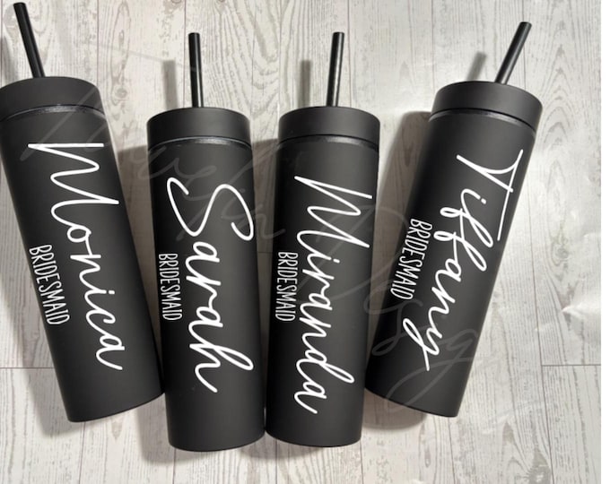 Personalized Custom Tumbler Cup With Names 16oz Satin Black Clear