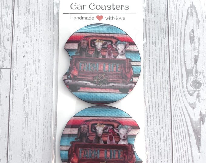 Farm Life old Truck Car Neoprene Cup Holder Coaster Gift