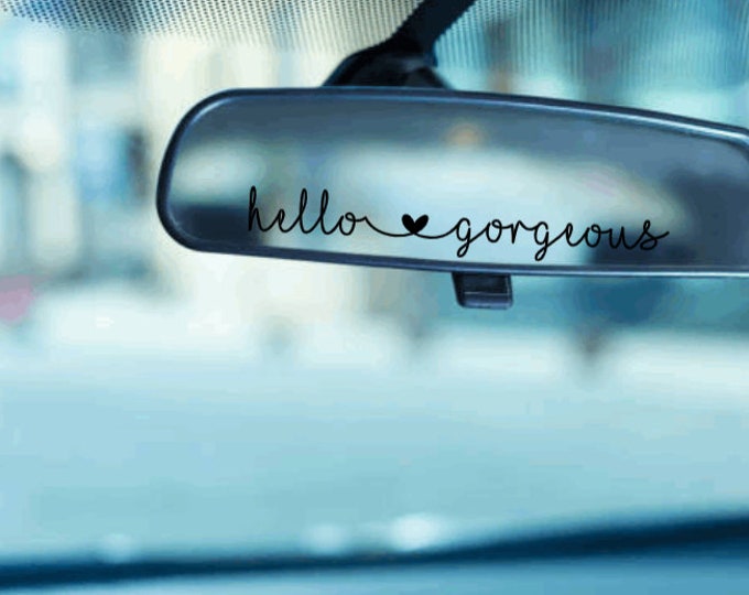 Hello Rear View Mirror Decal | Car Decor Sticker
