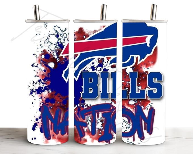 Buffalo Tumbler 20oz Stainless Steel Football Team Bills Nation