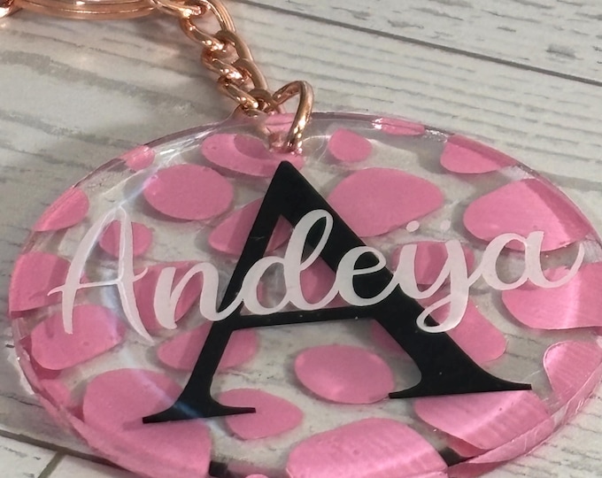 Personalized Acrylic Keychain, Custom Initial Lettering
