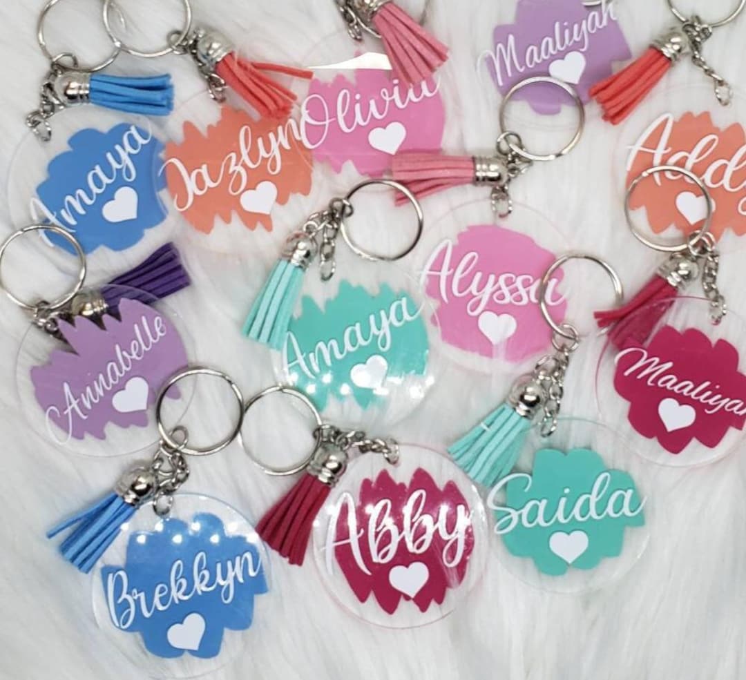 Personalized Acrylic Keychain With Tassel Name Custom - Etsy
