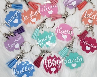 Personalized Acrylic Keychain with Tassel Name Custom